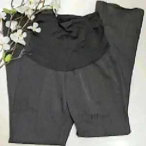 Motherhood Black-on-Black Pinstriped Flared Pants